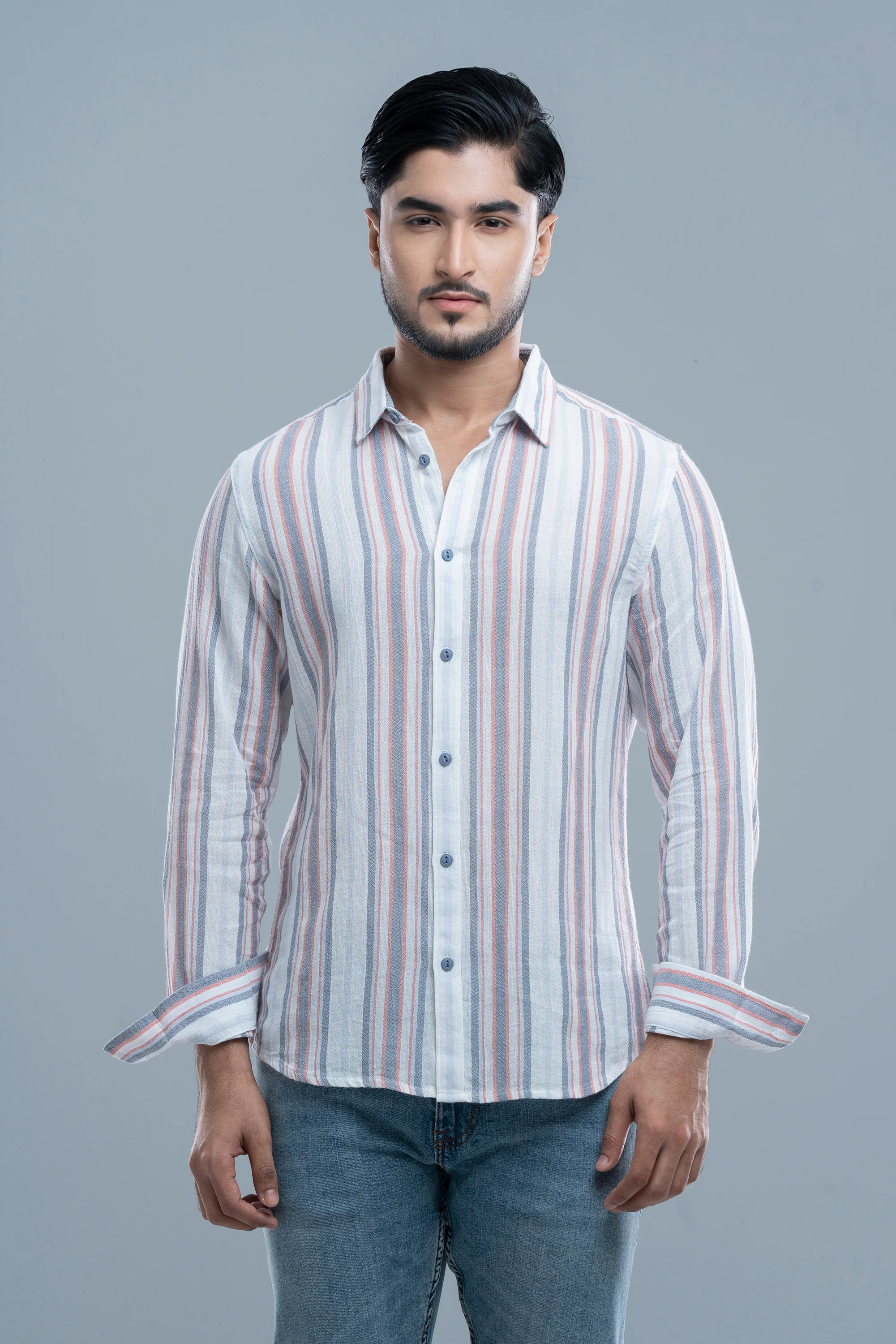 Slim Fit Striped Casual Shirt - Image 3