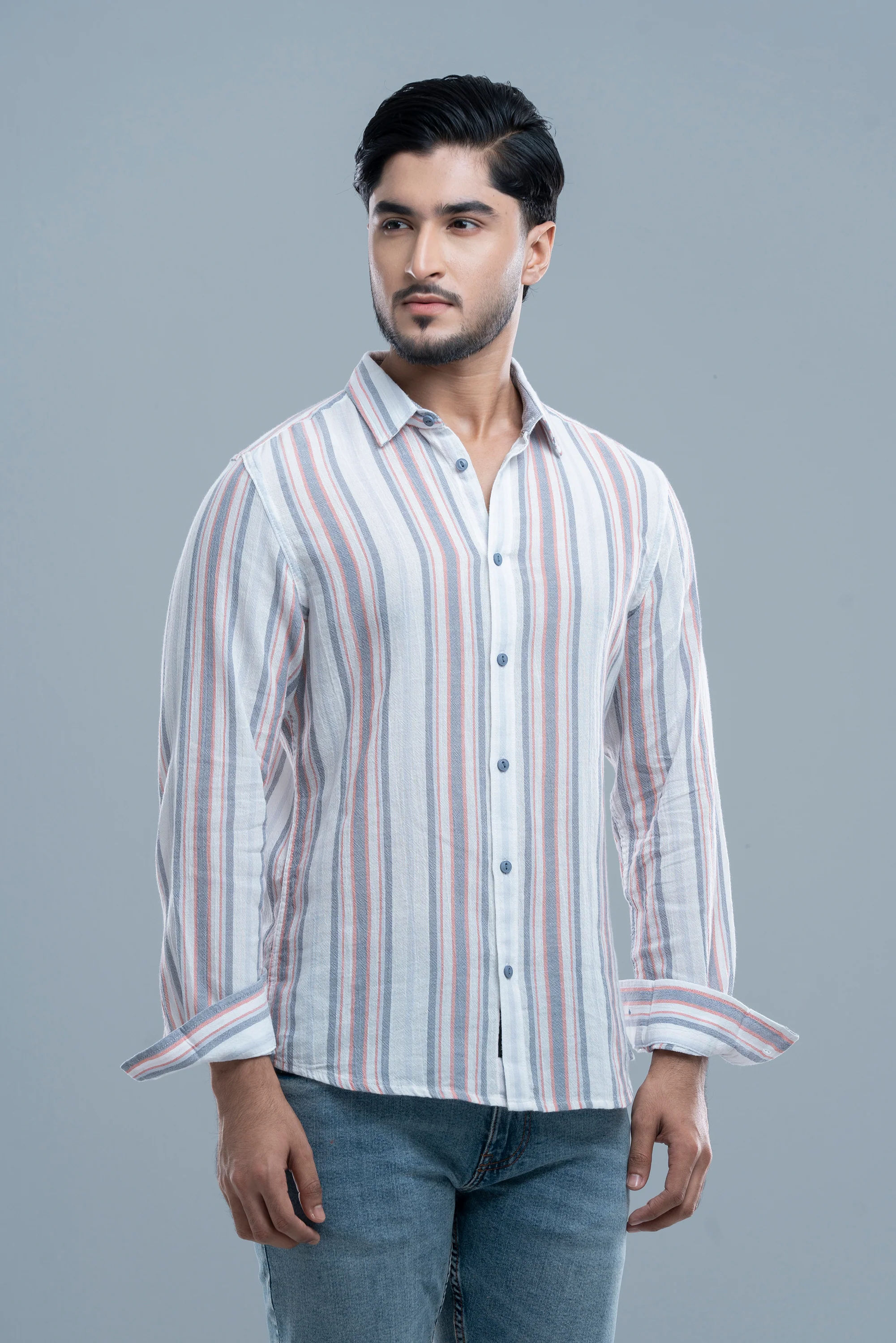 Slim Fit Striped Casual Shirt - Image 4