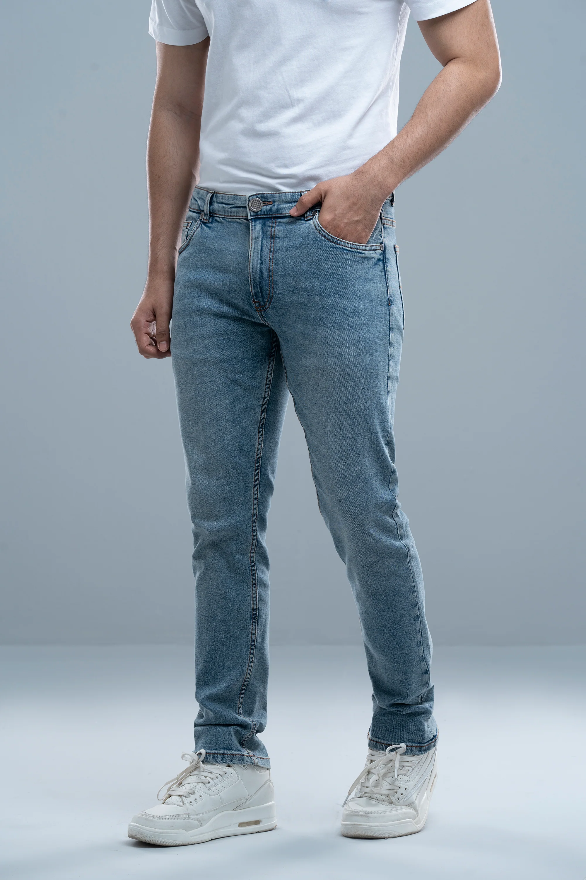 Slim Fit Dusty Blue Jeans - Image 3