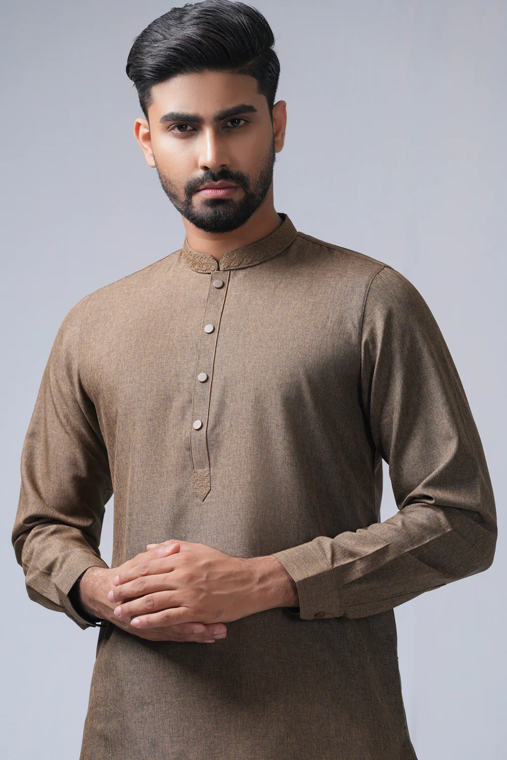 Regular Fit Embroidered Semi-Formal Kabli Set - Image 7