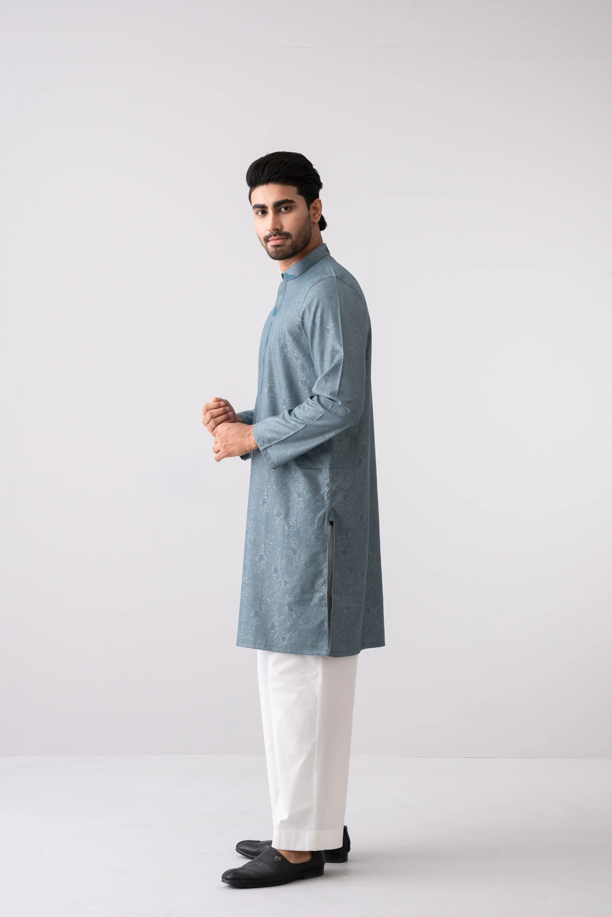Regular Fit Embroidered Semi-Formal Panjabi - Image 3
