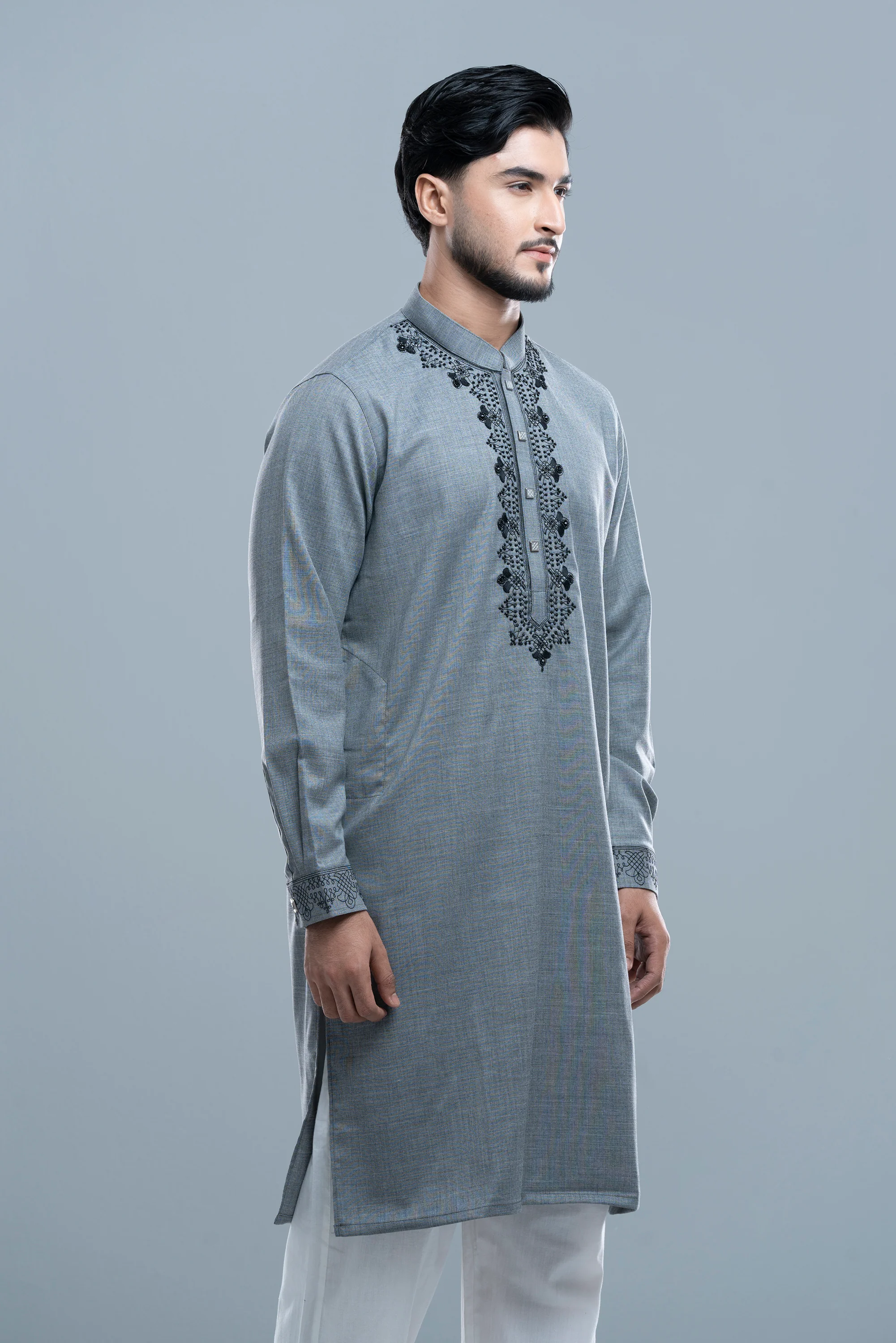 Regular Fit Embroidered Formal Panjabi - Image 11