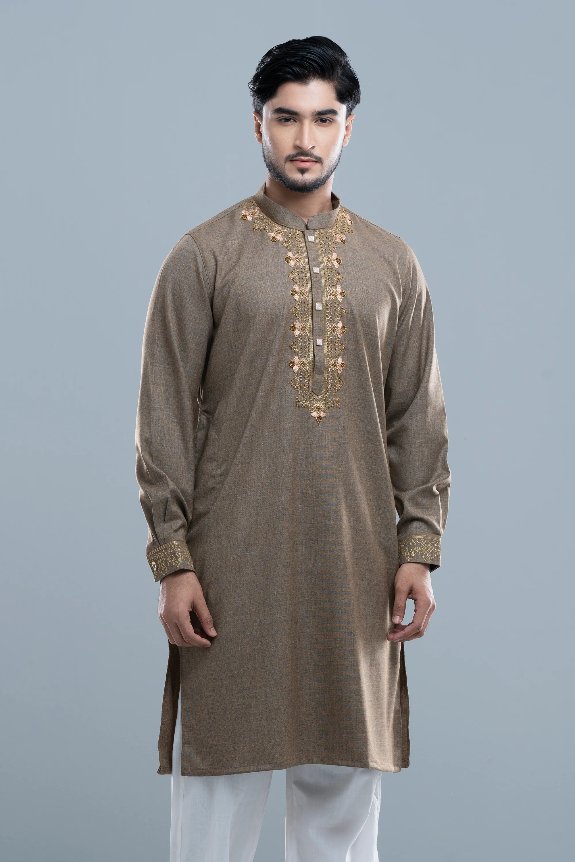 Regular Fit Embroidered Formal Panjabi - Image 3