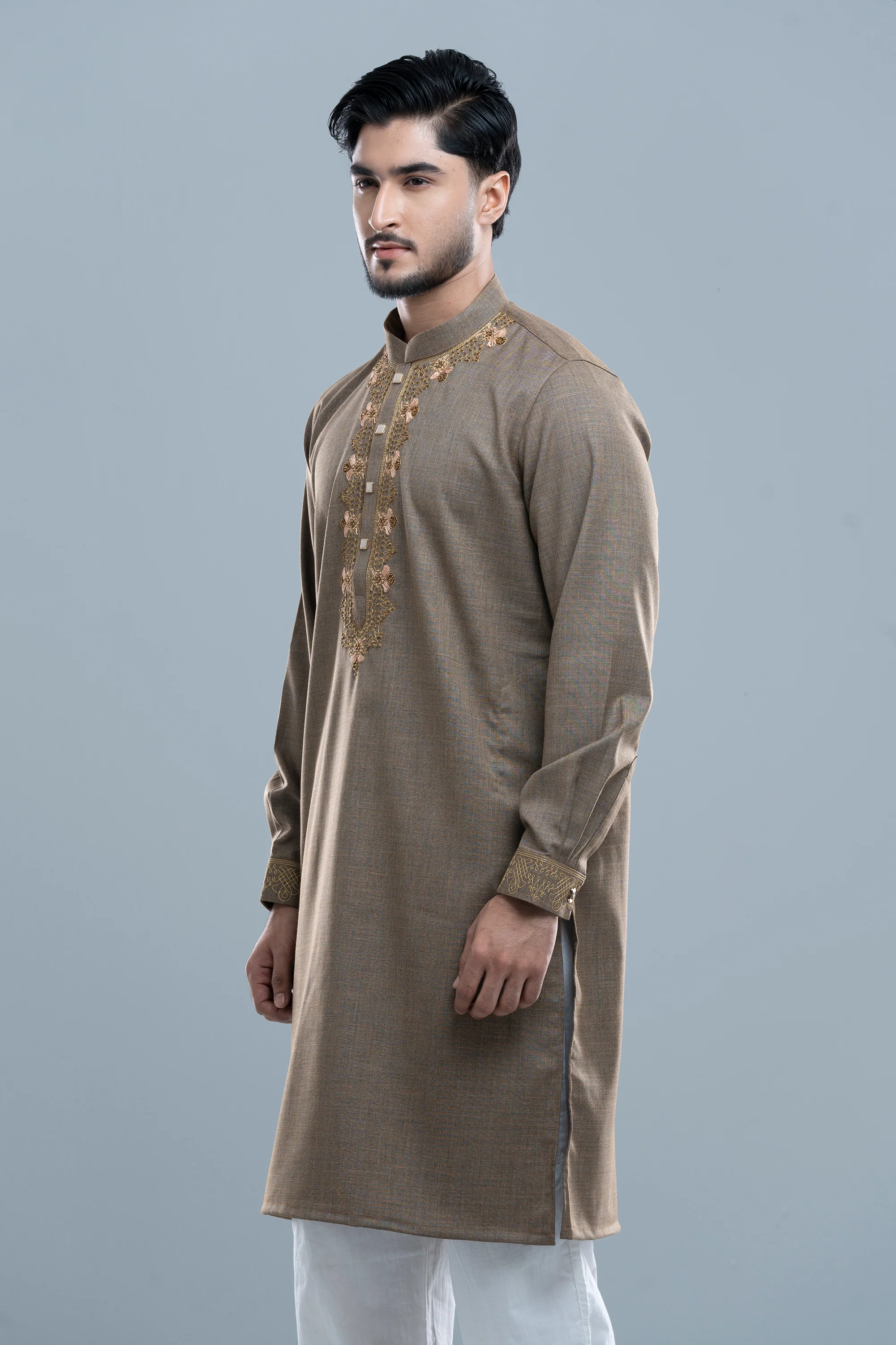 Regular Fit Embroidered Formal Panjabi - Image 4