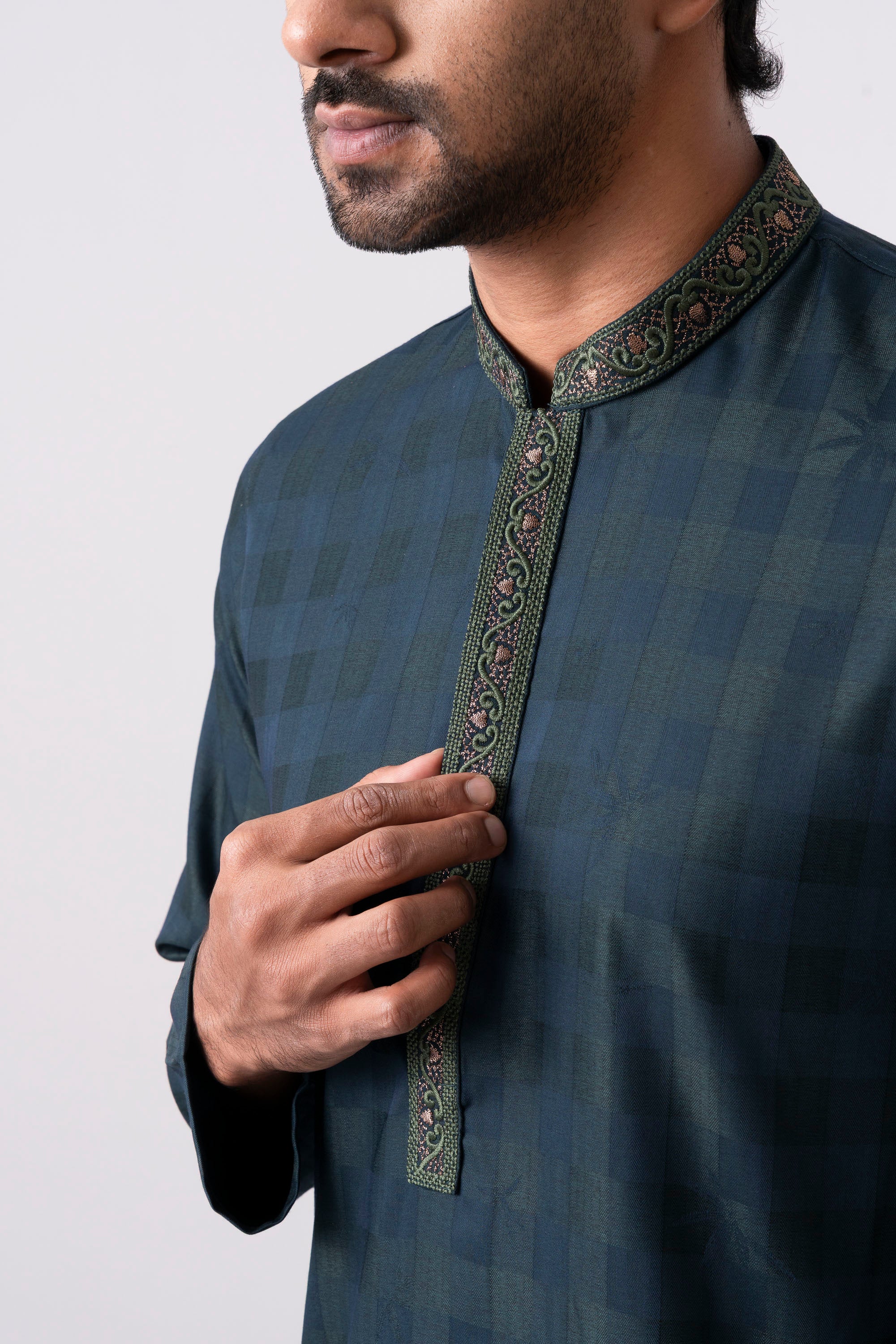Regular Fit Embroidered Semi-Formal Panjabi - Image 11