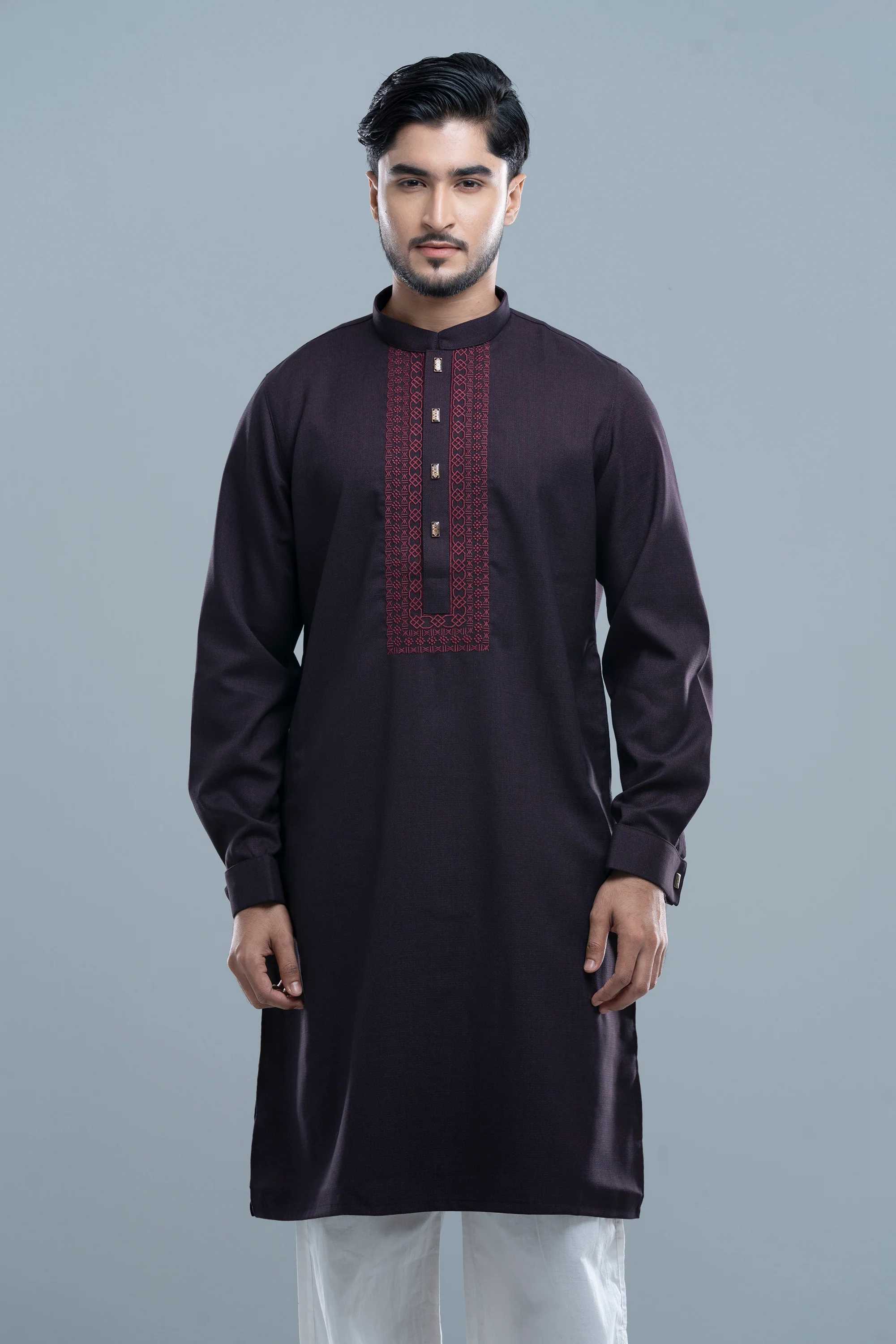 Regular Fit Embroidered Formal Panjabi - Image 3