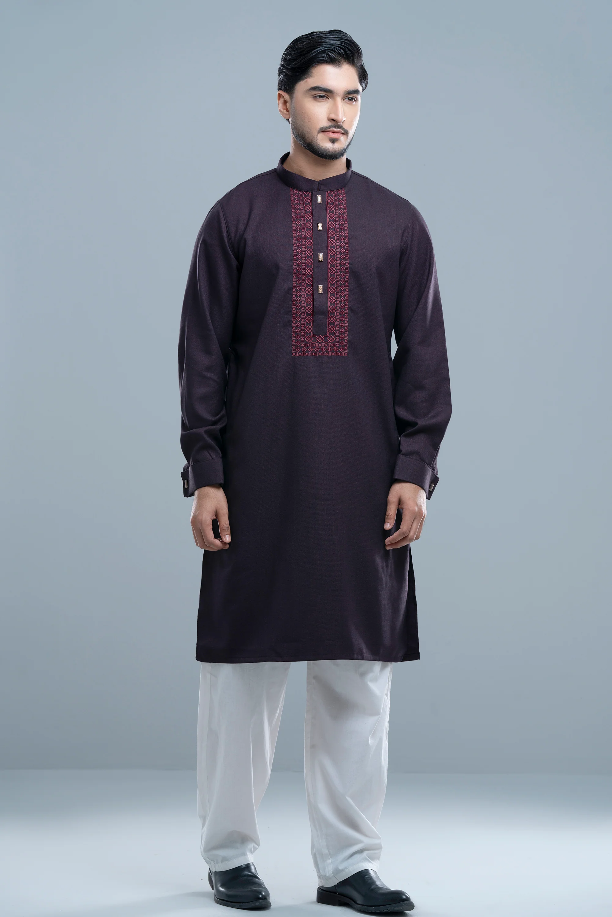 Regular Fit Embroidered Formal Panjabi - Image 5