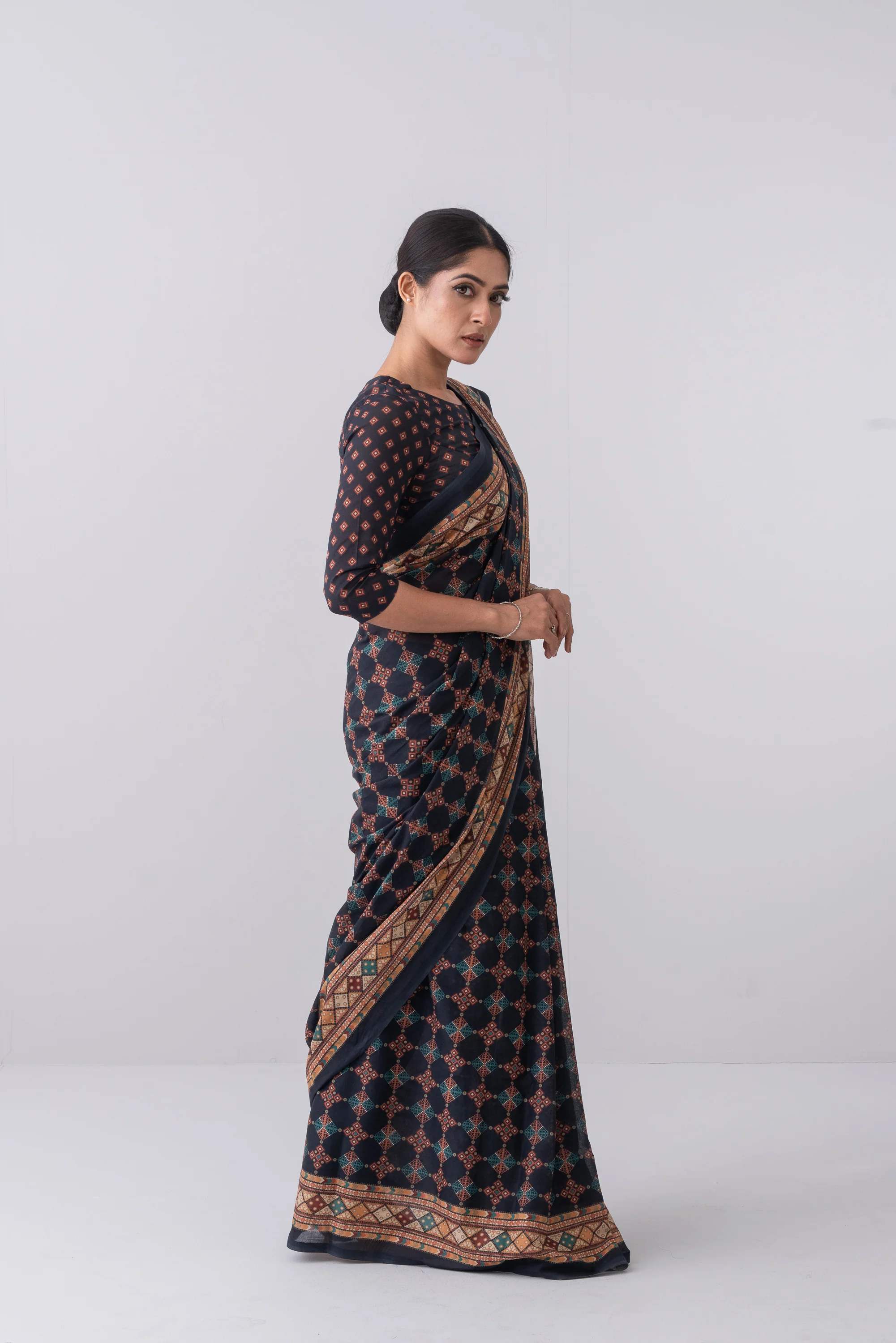 Digital Printed Cotton Saree - Image 3