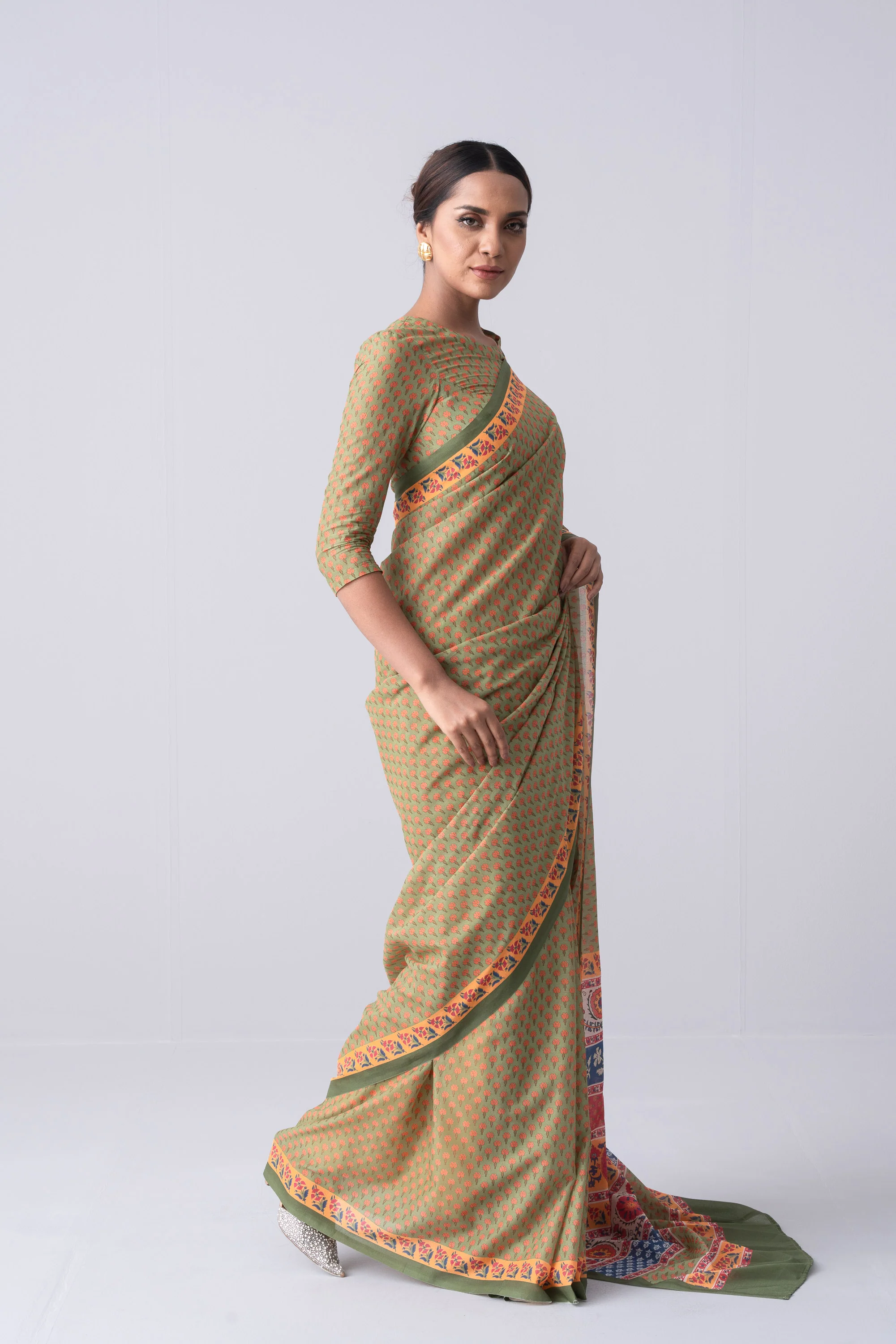 Printed Cotton Saree - Image 10