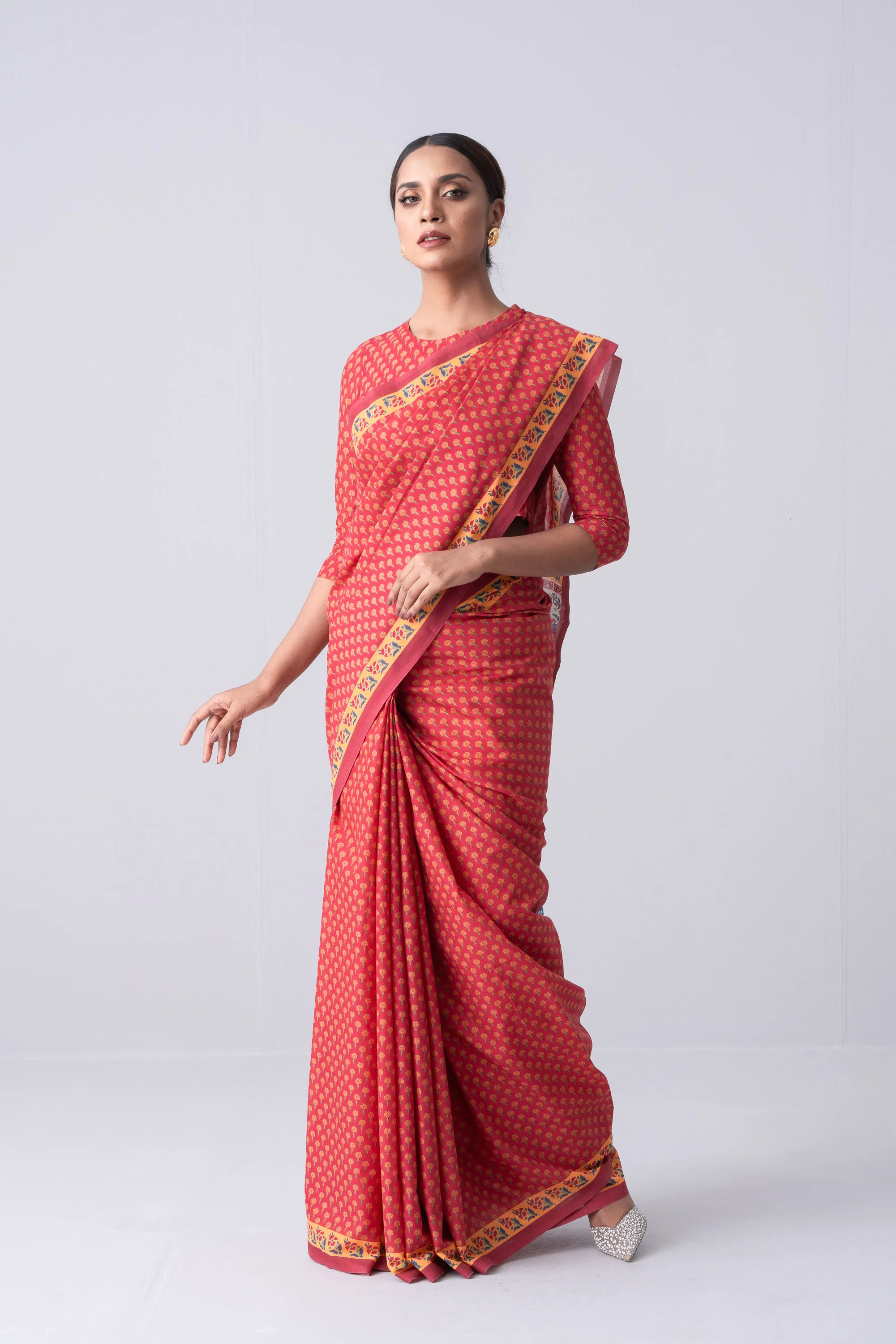 Printed Cotton Saree - Image 3