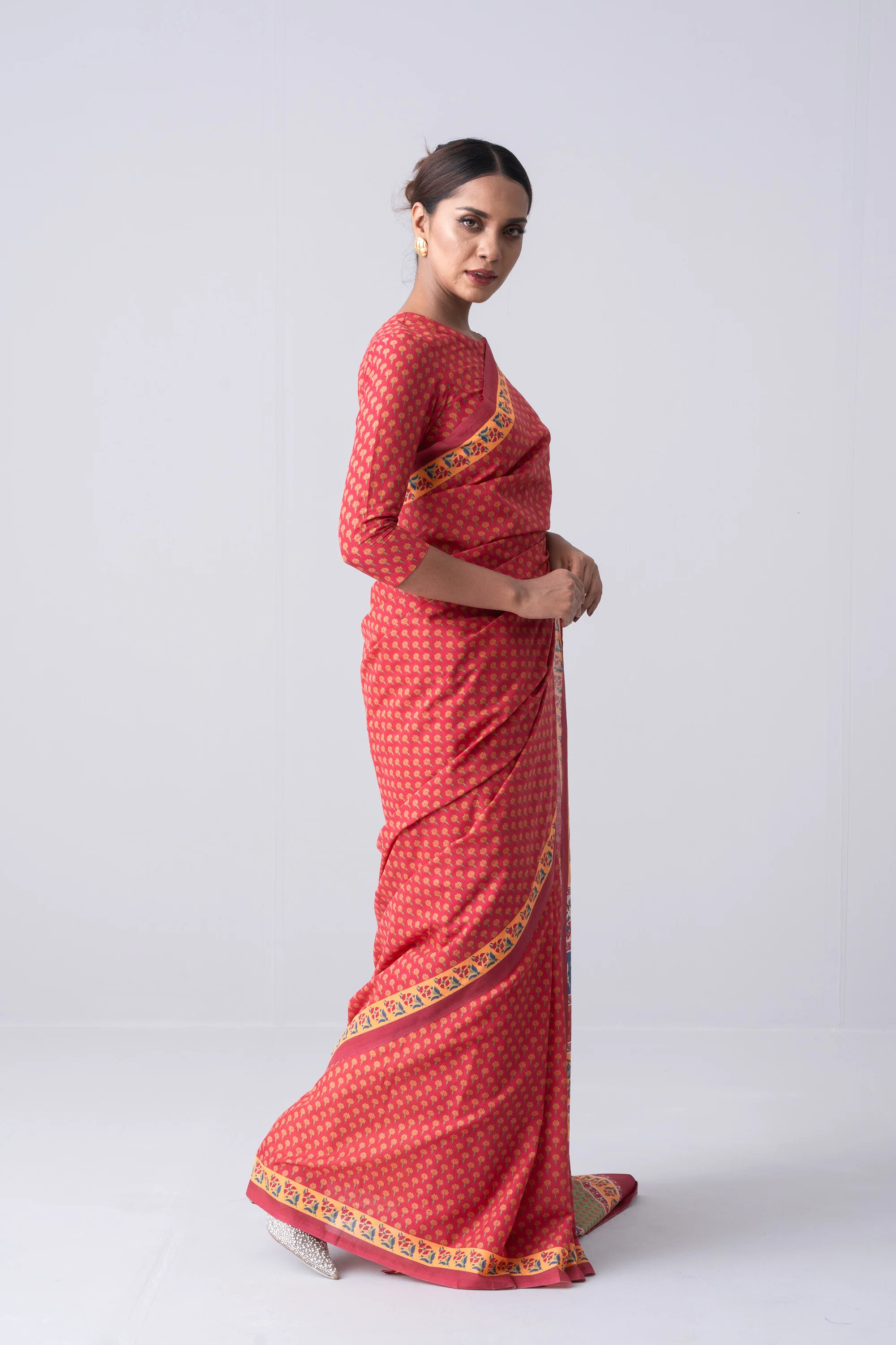 Printed Cotton Saree - Image 4