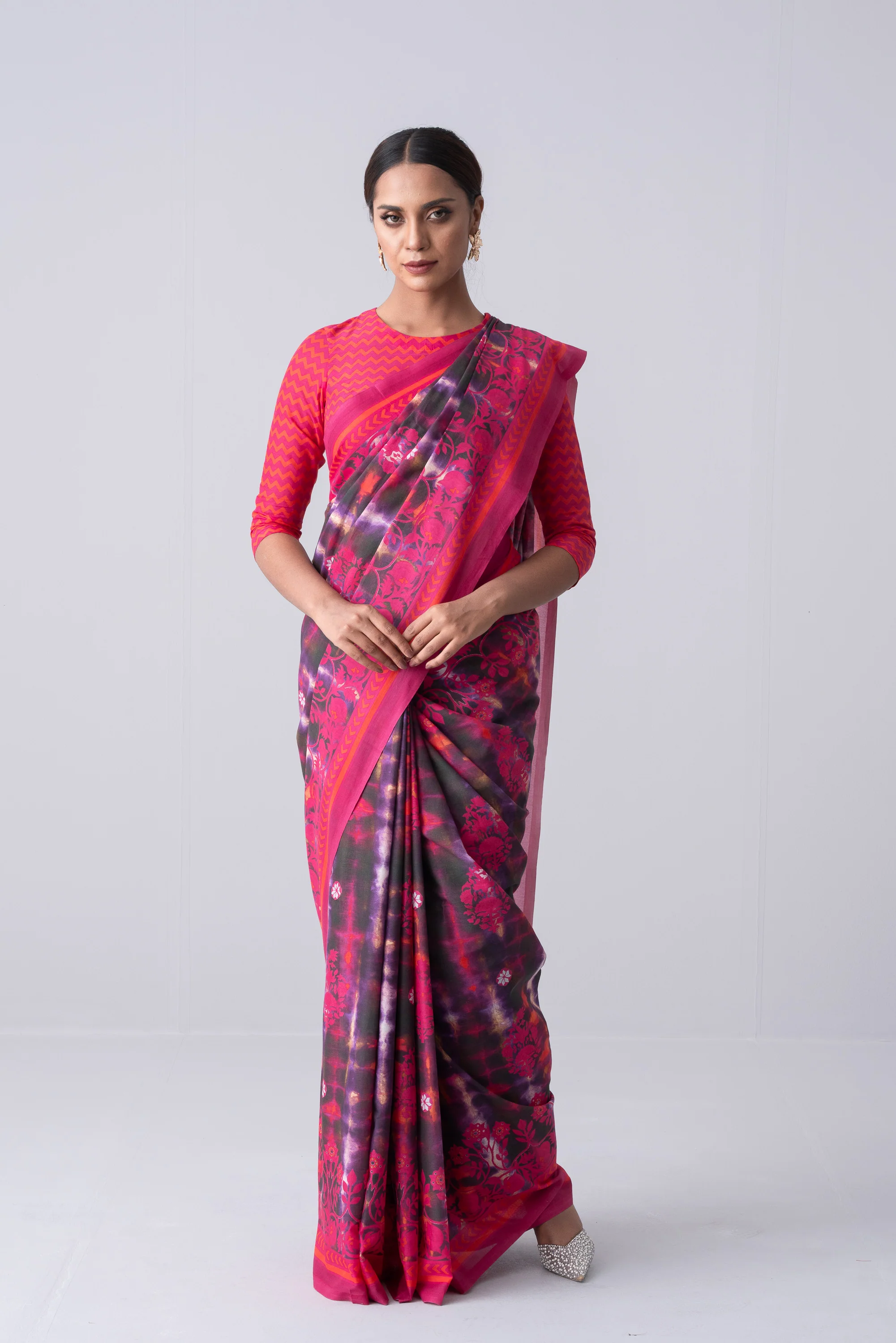 Printed Cotton Saree - Image 3