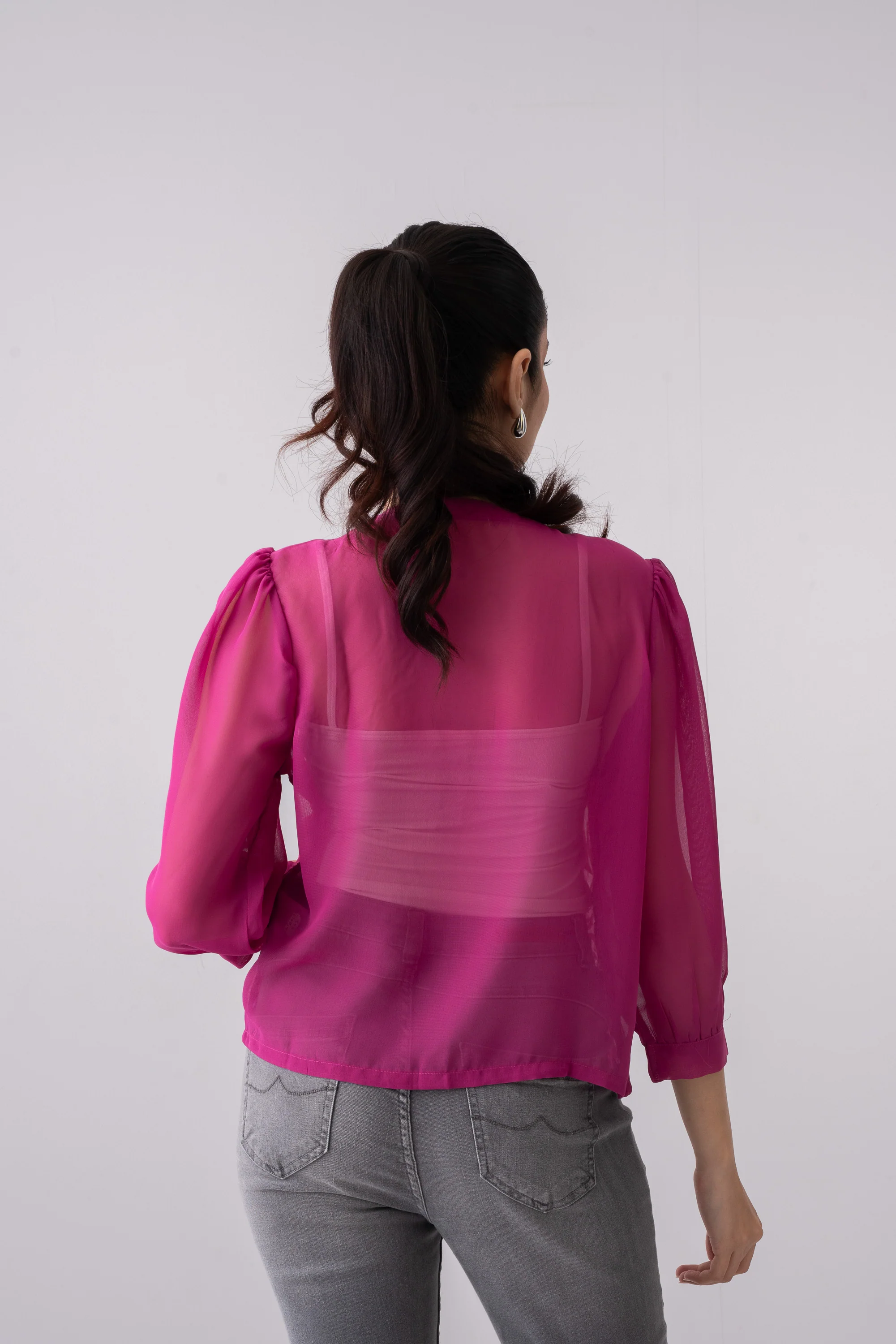 Regular Fit Georgette Bolero Top - Image 4