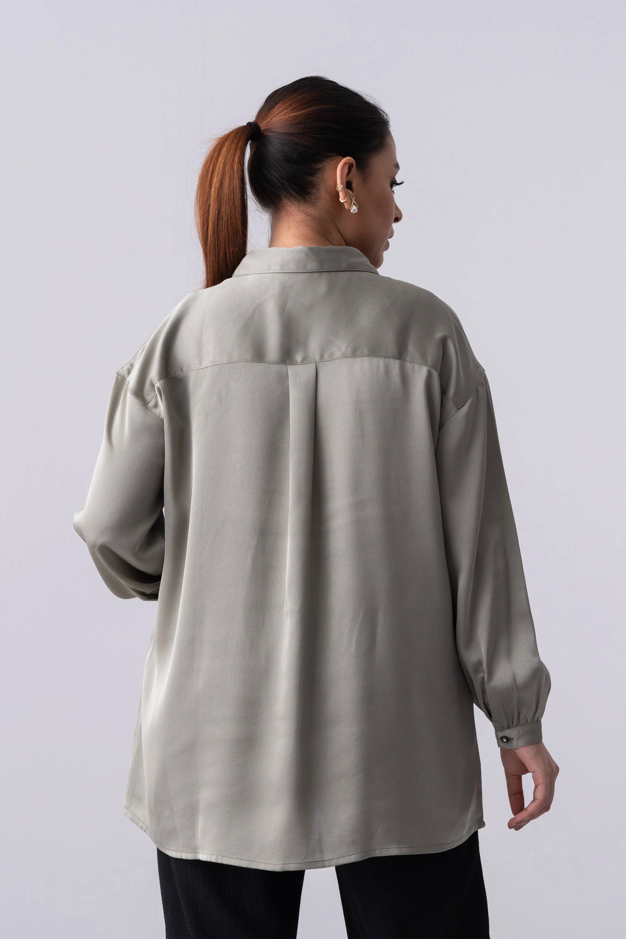 Oversized Fit Satin Casual Shirt - Image 4