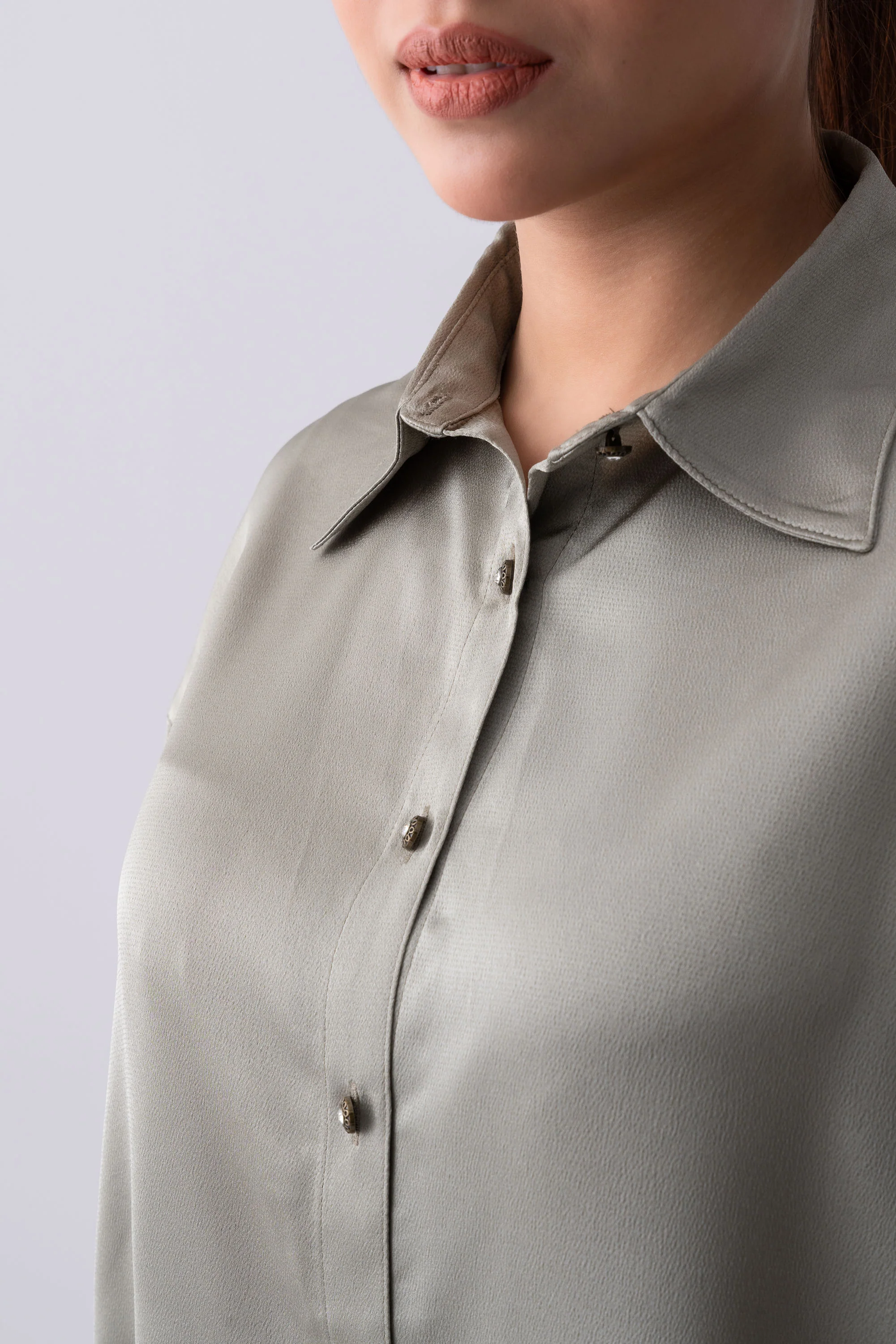 Oversized Fit Satin Casual Shirt - Image 5