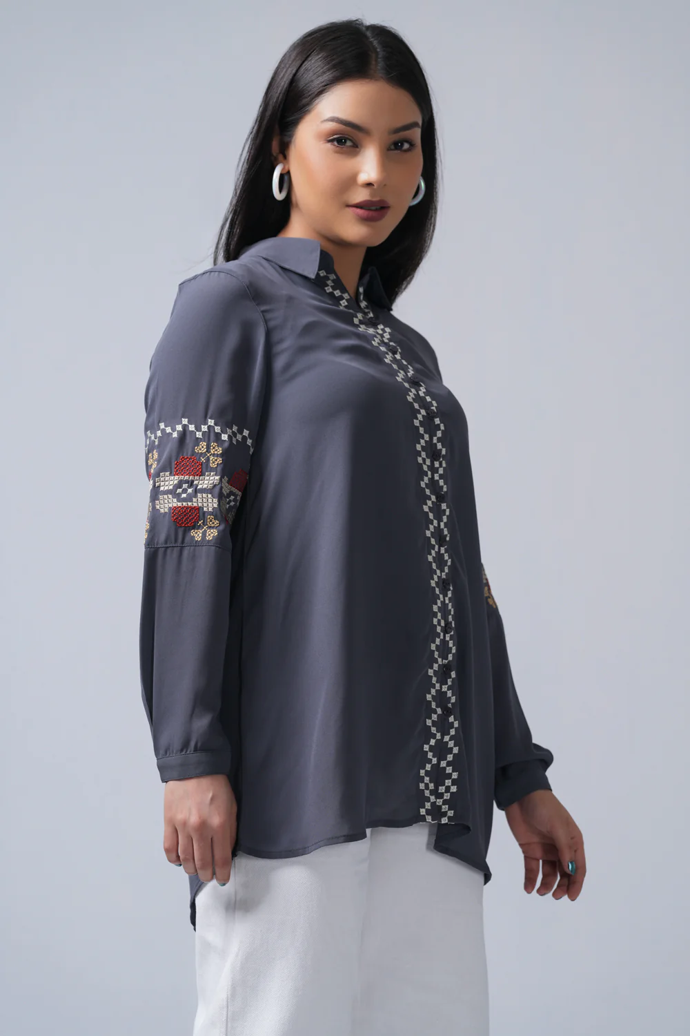 Relaxed Fit Georgette Casual Shirt - Image 3