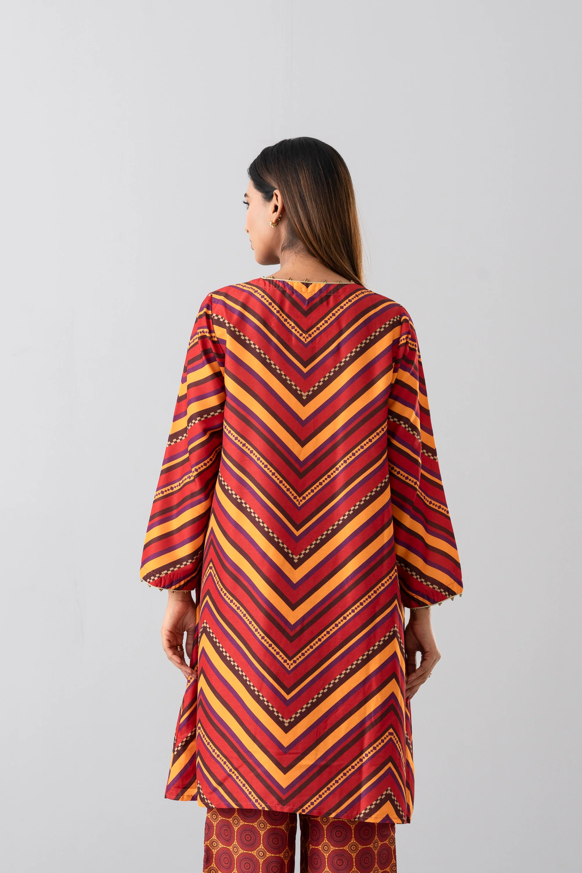 Relaxed Fit Printed Two-Piece Soy Silk Ethnic Set - Image 10