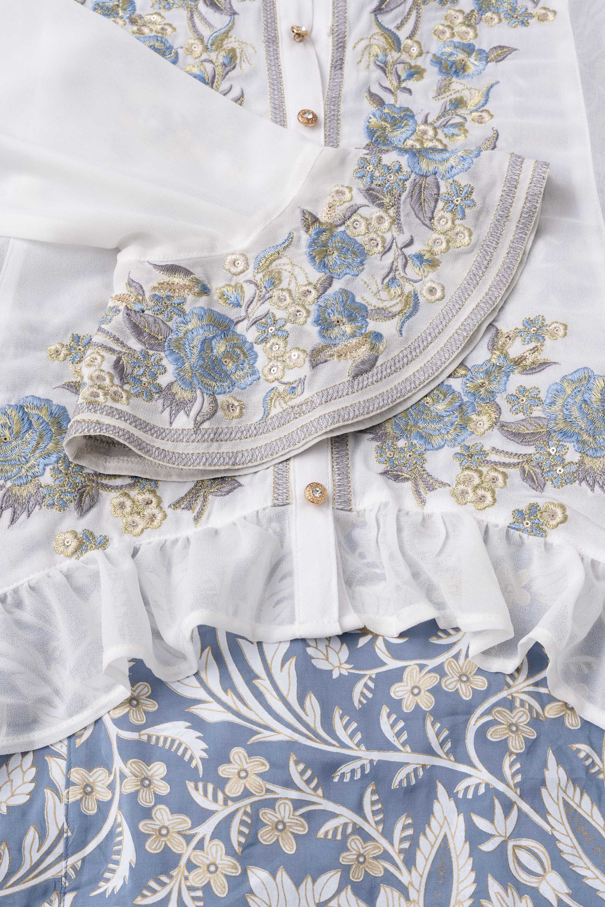Smart Fit Embroidered Three-Piece Ethnic Set - Image 6