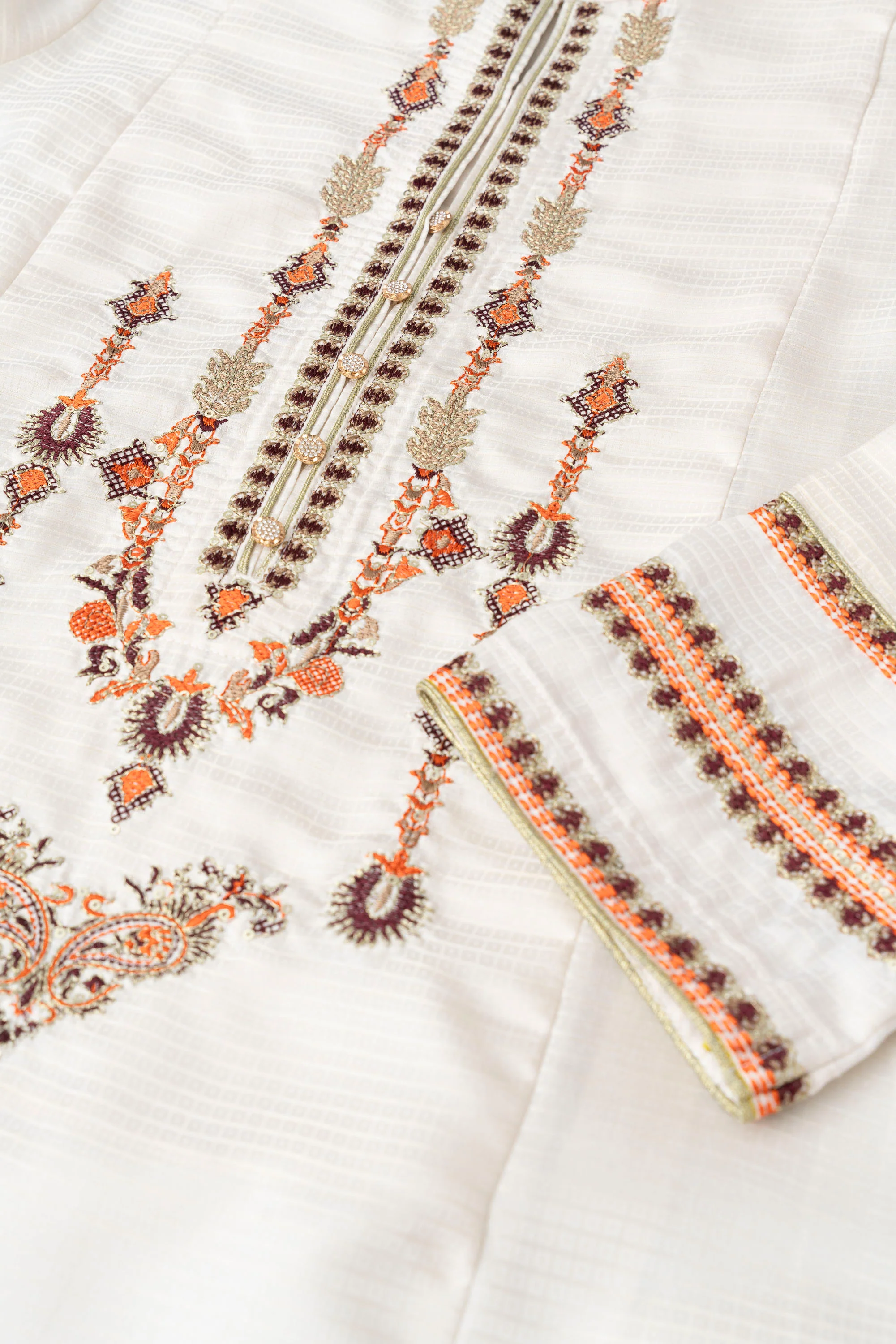 Smart Fit Embroidered Three-Piece Formal Ethnic Set with Organza Dupatta - Image 6