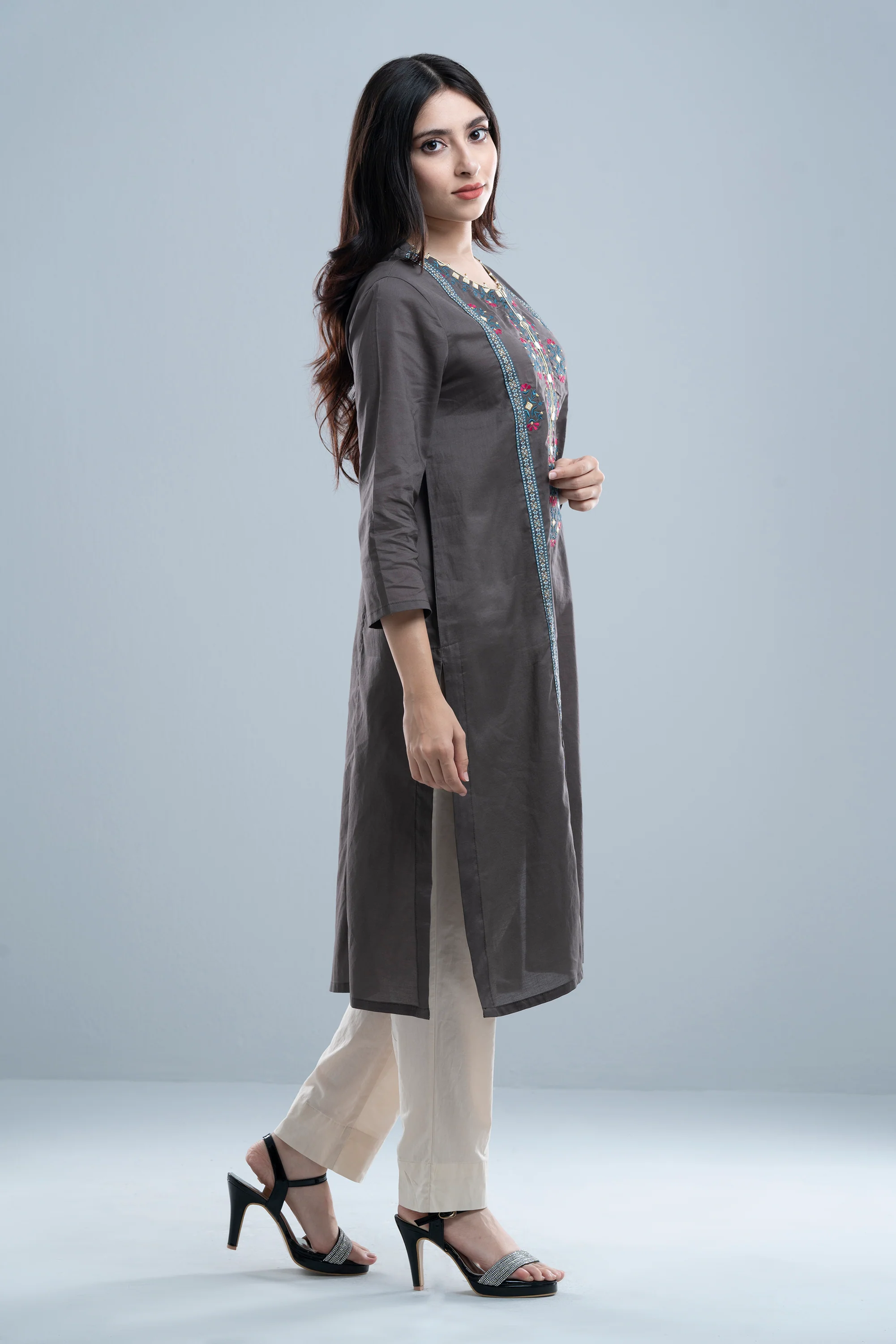 Smart Fit Embroidered Ethnic Kurta - Image 11