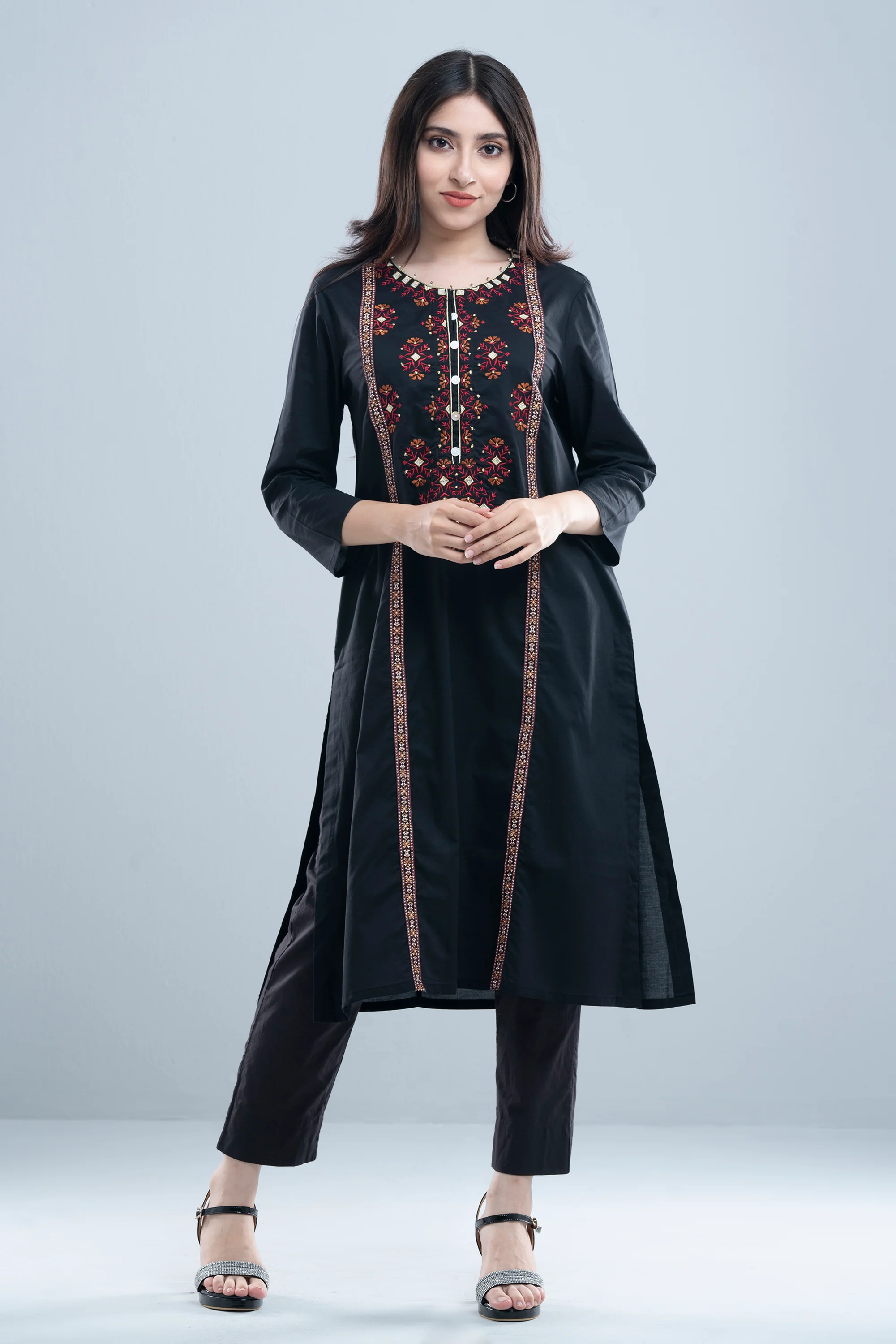 Smart Fit Embroidered Ethnic Kurta - Image 17