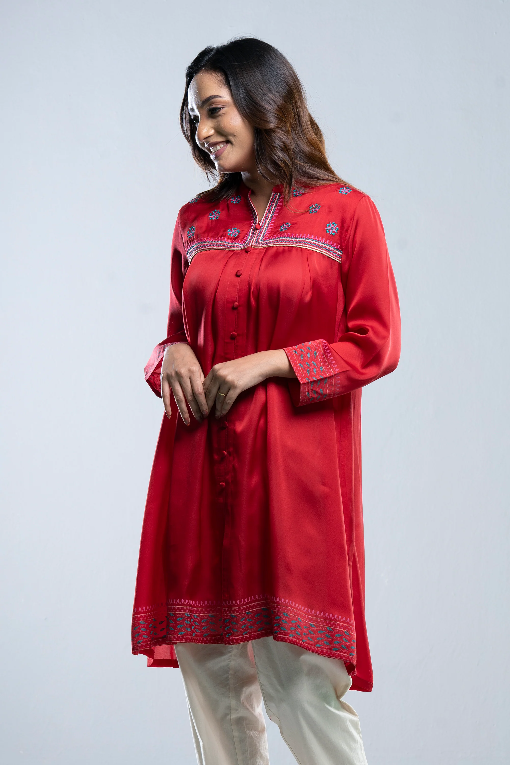 Smart Fit Embroidered Ethnic Kurti - Image 3