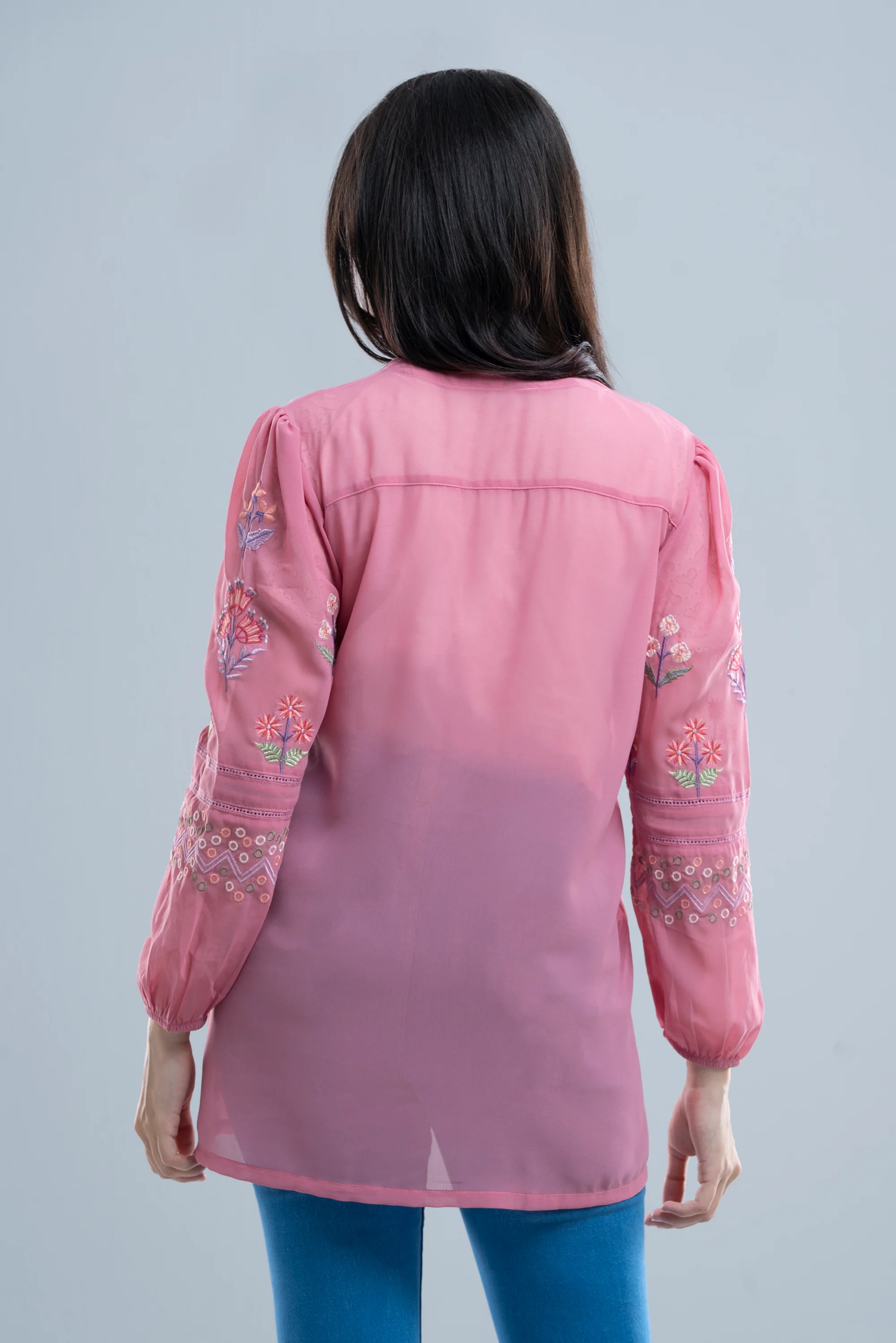 Regular Fit Georgette V-Neck Fashion Top - Image 4