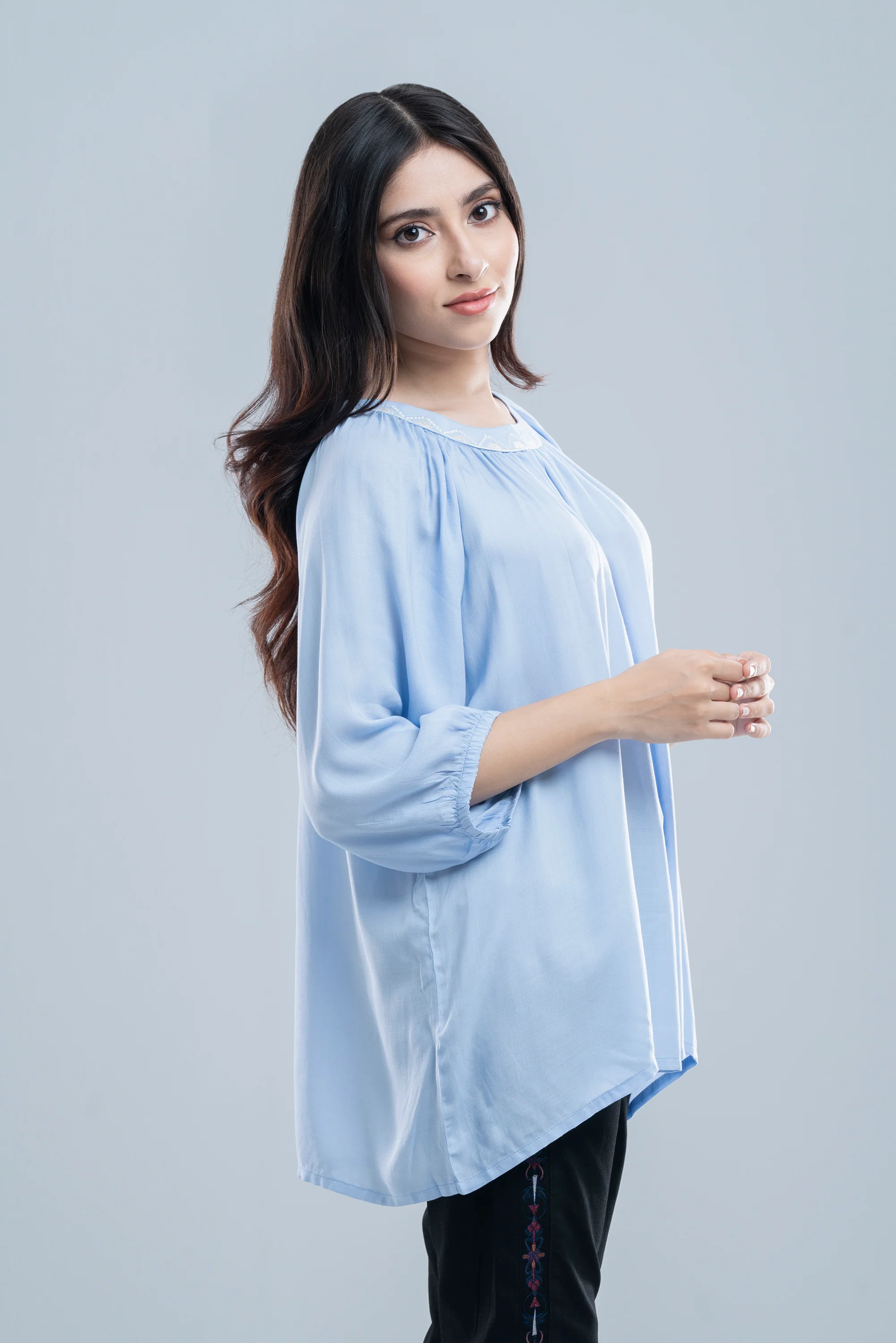 Relaxed Fit Embroidered Viscose Fashion Top - Image 4