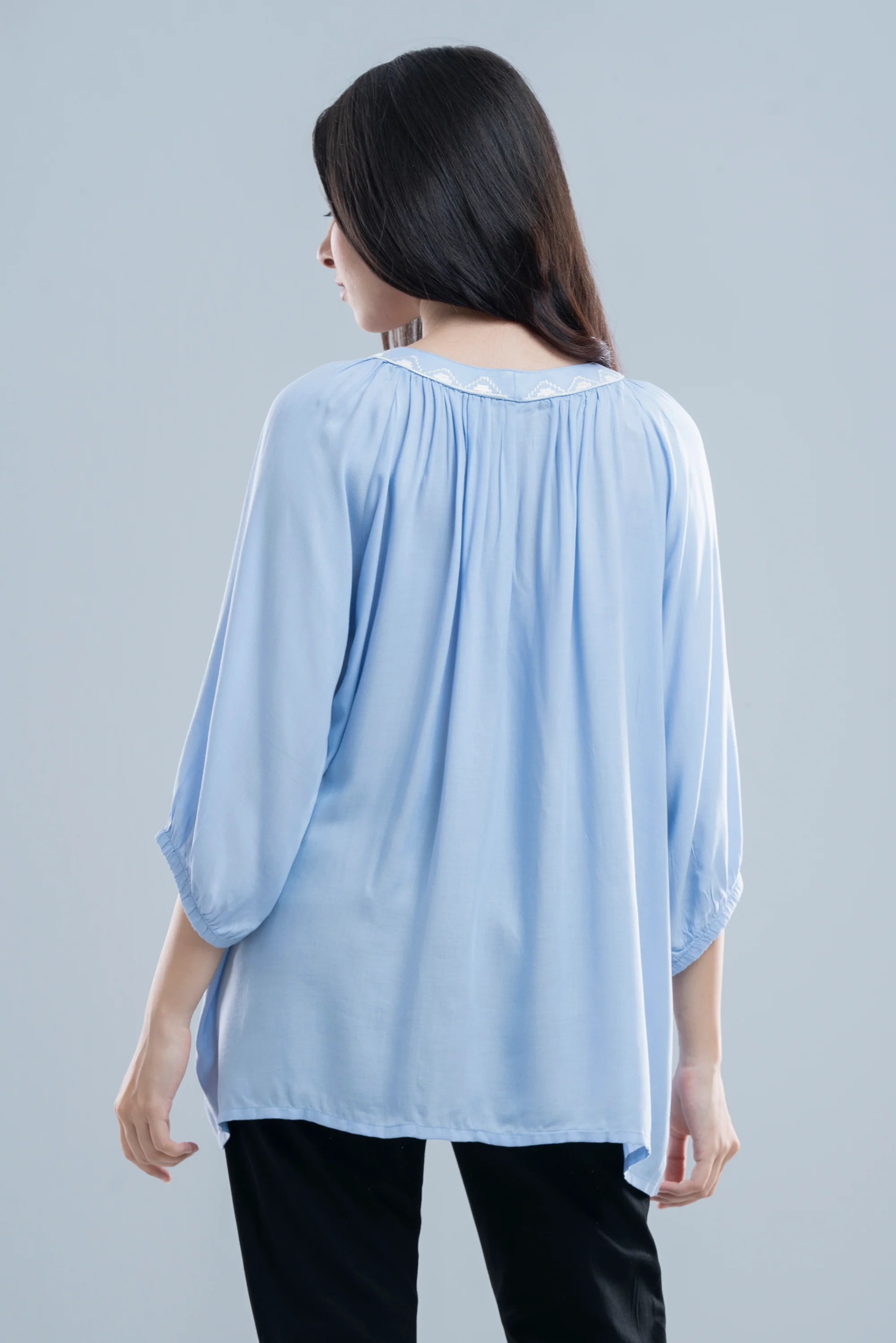 Relaxed Fit Embroidered Viscose Fashion Top - Image 5