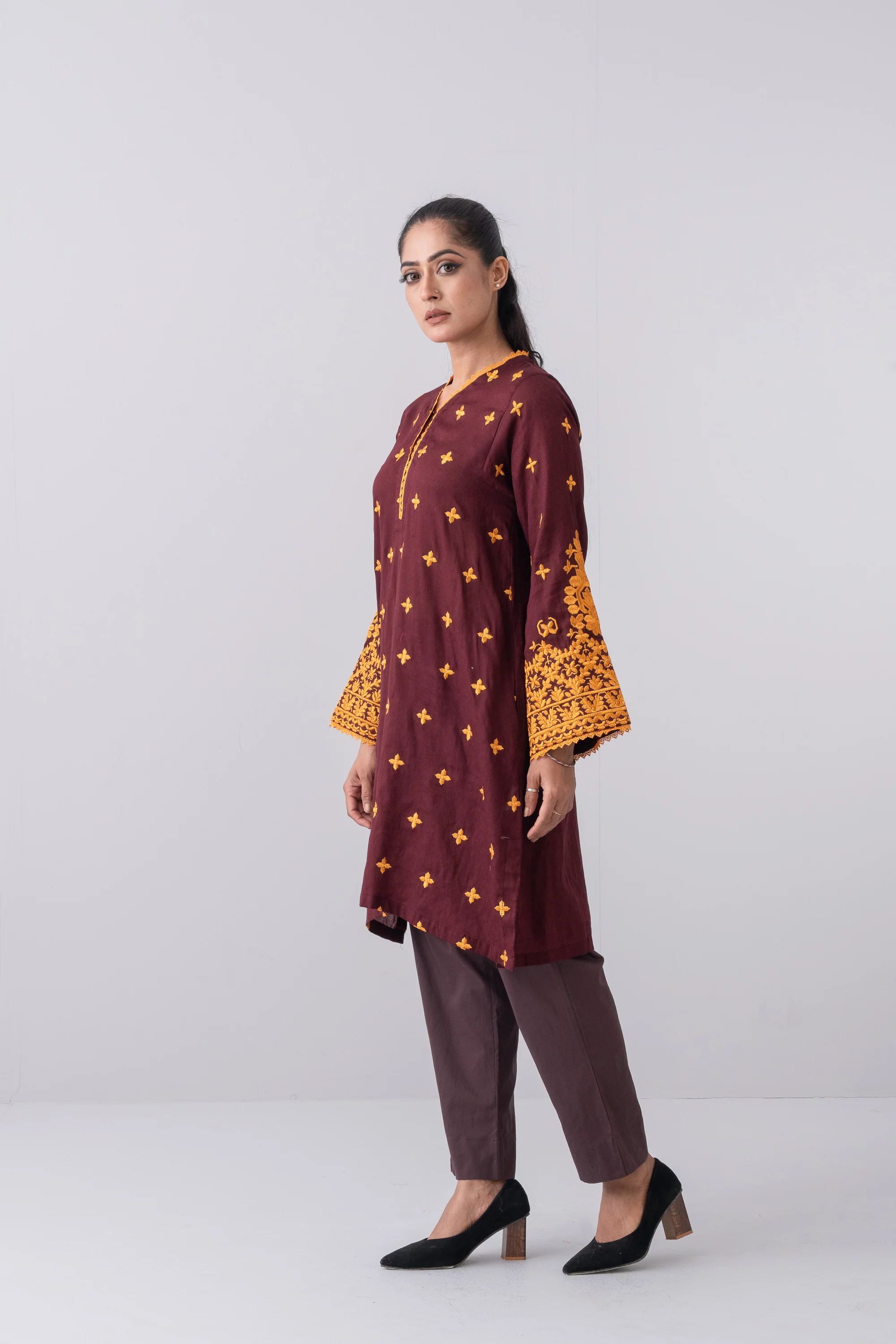Relaxed Fit Embroidered Jacquard Cotton Lawn Kurta - Image 8