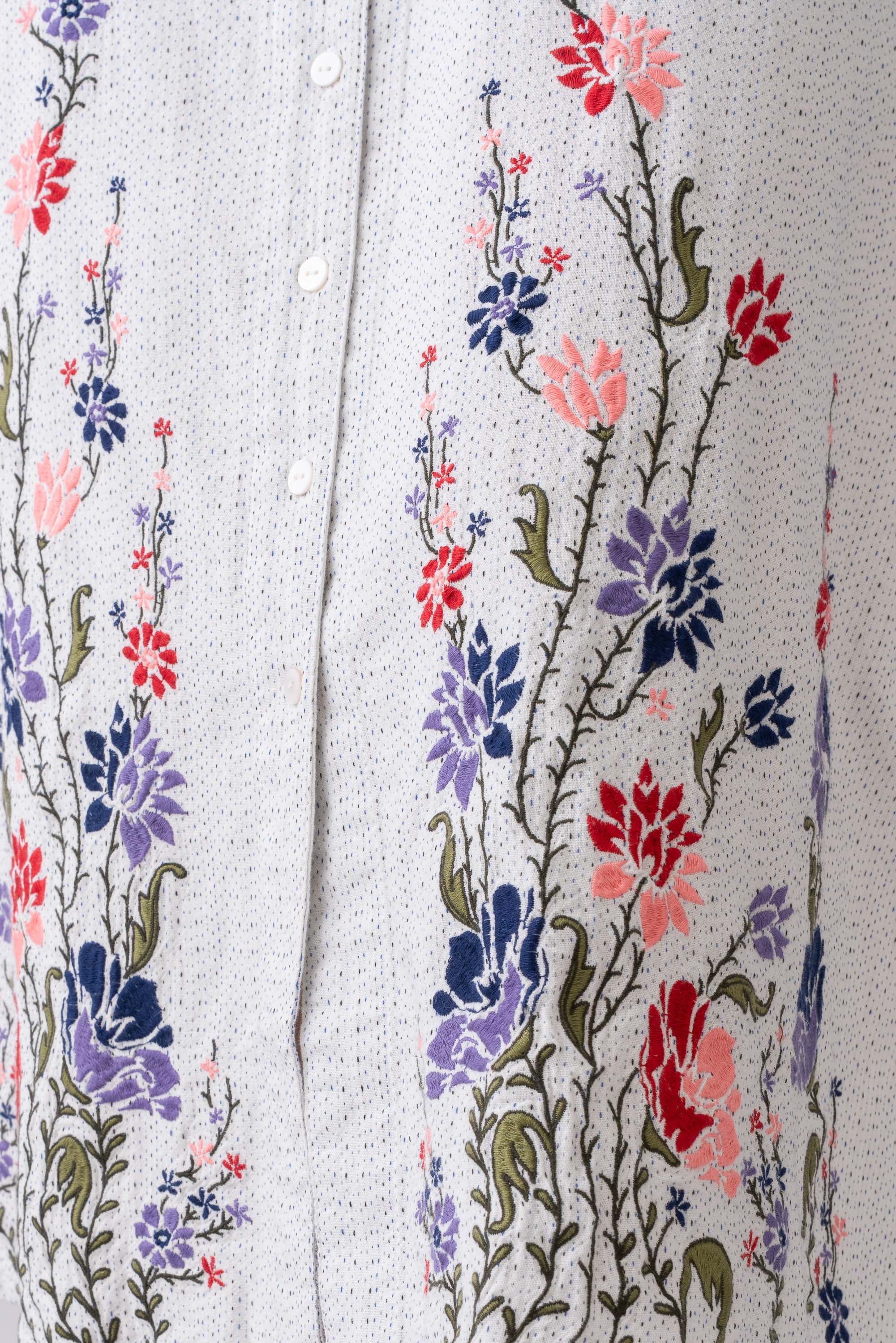 A-Line Shirt-Style Floral Long Dress - Image 5